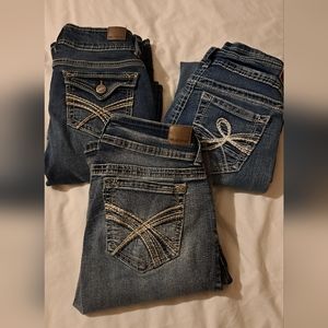 3 pairs of Wallflower Boot cut jeans for women or juniors size 1 regular